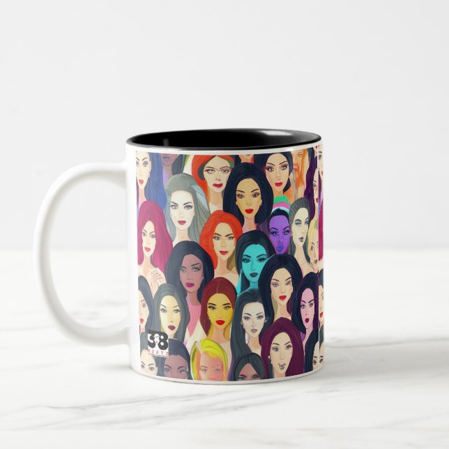 Schöne Frauen Zweifarbige Tasse (Links)