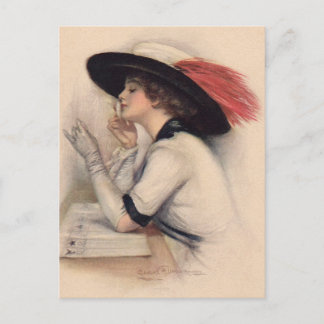 Schöne Frauenstimmen - Vintage Trauerfashion Postkarte