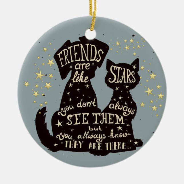 Schöne Freunde sind wie Sternzitat Keramik Ornament (Vorne)