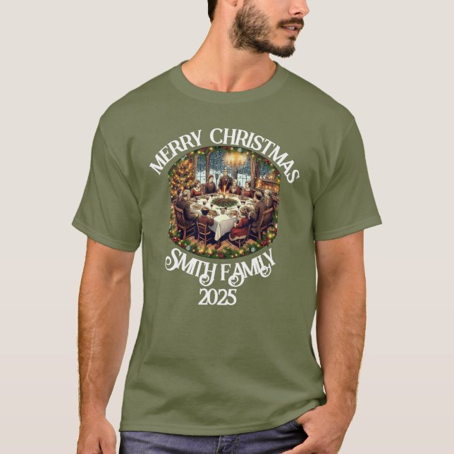 Schöne frohe Weihnachtsfamilie Design T-Shirt (Vorderseite)