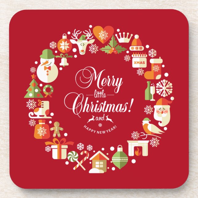 Schöne, fröhliche Weihnachtszeit| Untersetzer (Vorderseite)