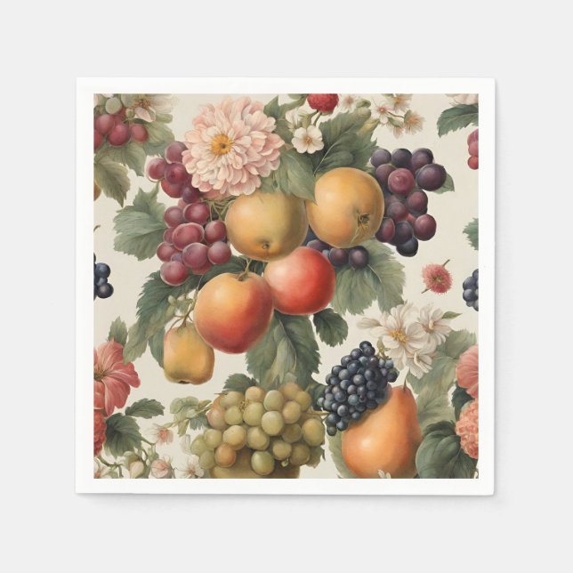 Schöne Früchte und Blumen im französischen Stil Serviette (Vorderseite)