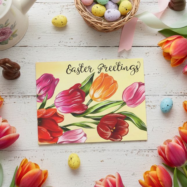 Schöne Frühjahrs-Ostern Grüße Tulissen Postkarte (Von Creator hochgeladen)