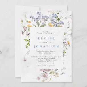 Schöne Frühlings-Wildblumenwiese Details Hochzeit Einladung