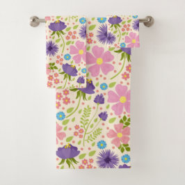 Schöne Frühlingsblumen Badhandtuch Set