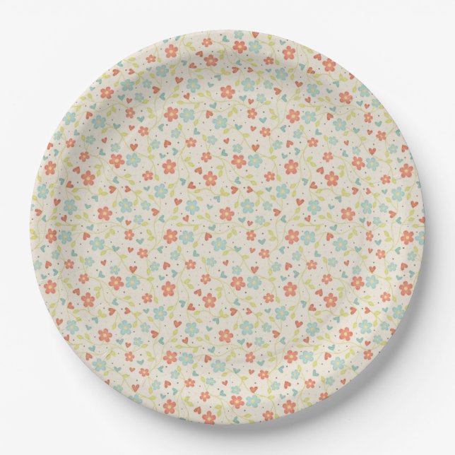 Schöne Frühlingsblumen Beige Pappteller (Vorderseite)
