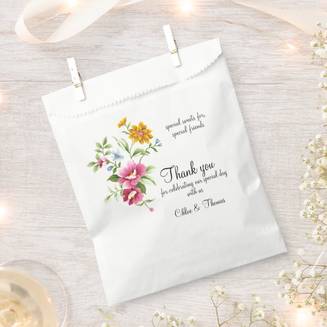 Schöne Frühlingsblumen Hochzeit Geschenktütchen (Ausgeschnitten)