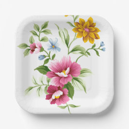 Schöne Frühlingsblumen Hochzeit Pappteller
