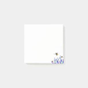 Schöne Frühlingsblumen und Bienen fliegen   Post-it Klebezettel