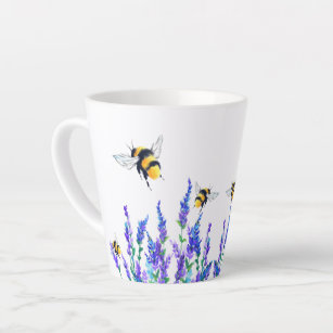 Schöne Frühlingsblumen und Bienen Latte Tasse