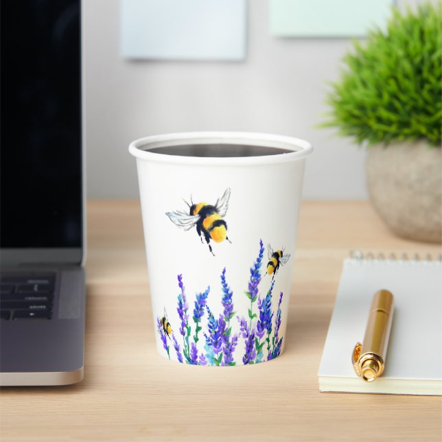 Schöne Frühlingsblumen und Bienen Papier Cups Pappbecher (InSitu)