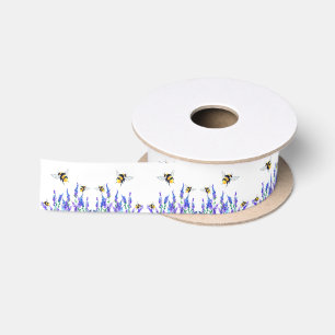 Schöne Frühlingsblumen und Bienen Zeichnend Satinband