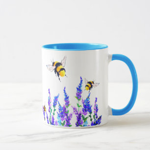 Schöne Frühlingsblumen und Zeichnend Bienen  Tasse