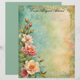 Schöne Frühlingsblumen verblasst dekorative Grenze Briefbogen