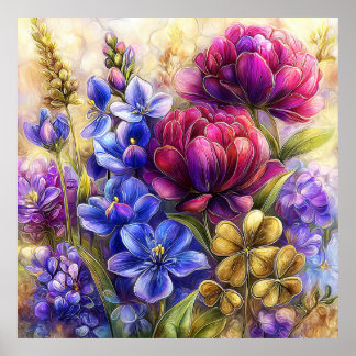 Schöne Frühlingsblumen Wandkunst 15 Poster