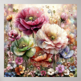 Schöne Frühlingsblumen Wandkunst 3a Poster