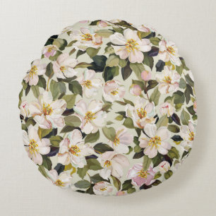 Schöne Frühlingsblüte mit blühenden Zweigen Rundes Kissen