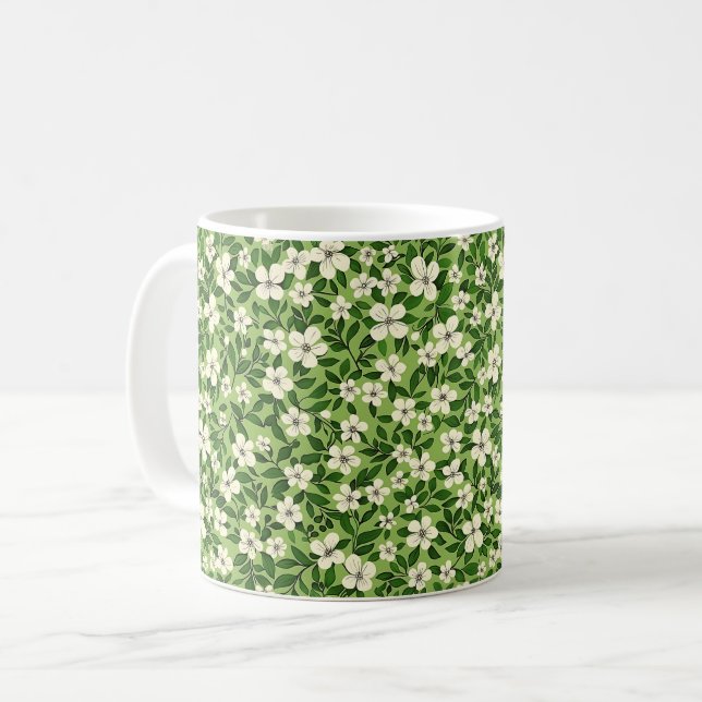 Schöne Frühlingsfarbenfrohe Girl-Wildblumen Kaffeetasse (Vorderseite Links)