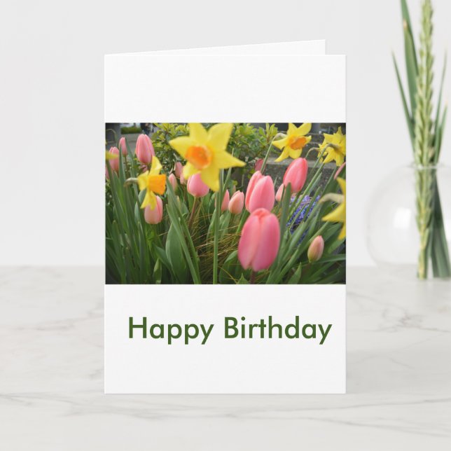 schöne Frühlingspink Tulpe Blume Geburtstag Karte (Vorderseite)