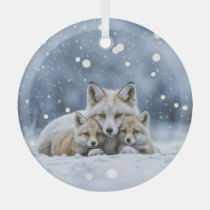 Schöne Füchse im Schnee Weihnachten Ornament Aus Glas
