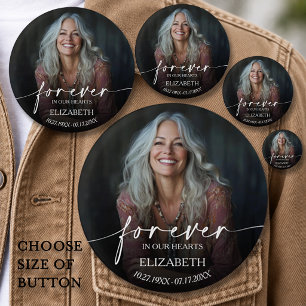 Schöne Für immer in unseren Herzen Foto Gedenkbild Button