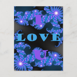 Schöne Galaktische Blaue Liebes-Textmuster-Design, Postkarte
