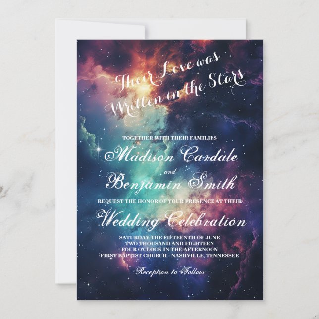 Schöne Galaxie-Feier unter der Sternenhochzeit Einladung (Vorderseite)