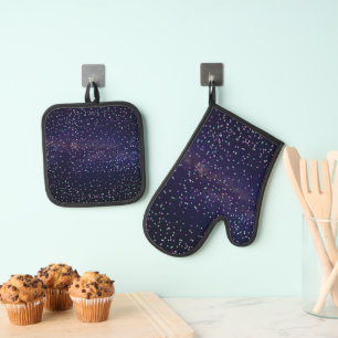 Schöne Galaxie, Sterne Ofenhandschuh & Topflappen-Set