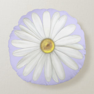 Schöne Gänseblümchen-Blume auf Hellblau Rundes Kissen