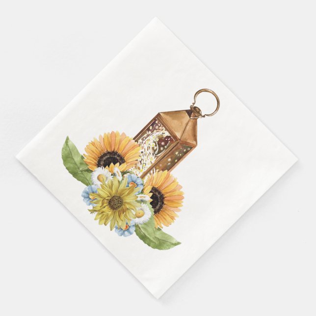Schöne Gartenbeere Sonnenblumenmuster Serviette (Ecke)