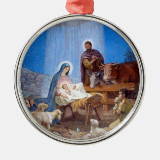 Schöne Geburt Christis-Szene Silbernes Ornament