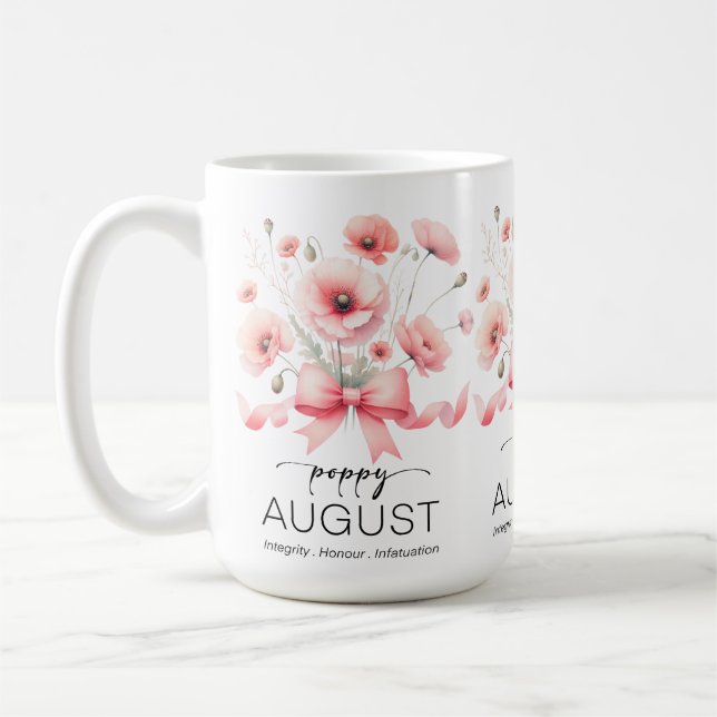 Schöne Geburtsmonatsblume/August-Mohn Kaffeetasse (Links)