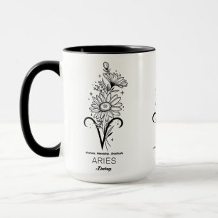Schöne Geburtsmonatsblume/Sternzeichen/Widder Tasse
