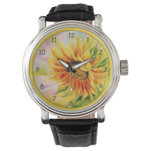 Schöne Gelbblüte Armbanduhr