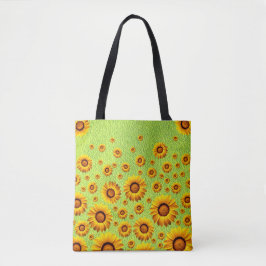 Schöne gelbe Blumen auf abstraktem Grün Tasche