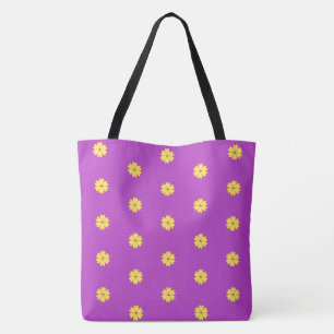 Schöne gelbe Blumen auf Violett Tasche