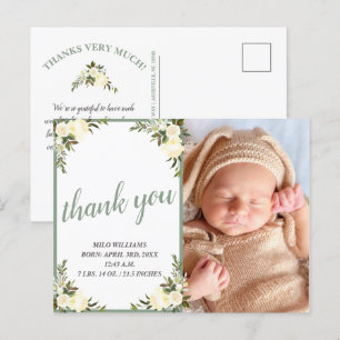 Schöne gelbe Blumen-Baby-Shower-Dankeschön-Foto Postkarte