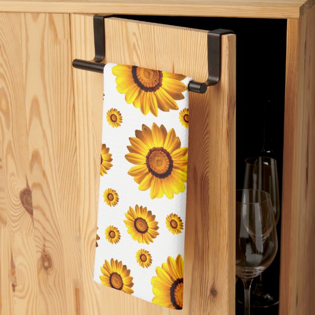 Schöne gelbe Blumen Geschirrtuch (Drittel gefaltet)