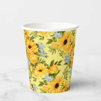 Schöne gelbe Blumen Pappbecher