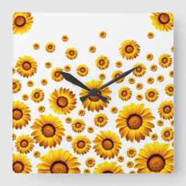 Schöne gelbe Blumen Quadratische Wanduhr