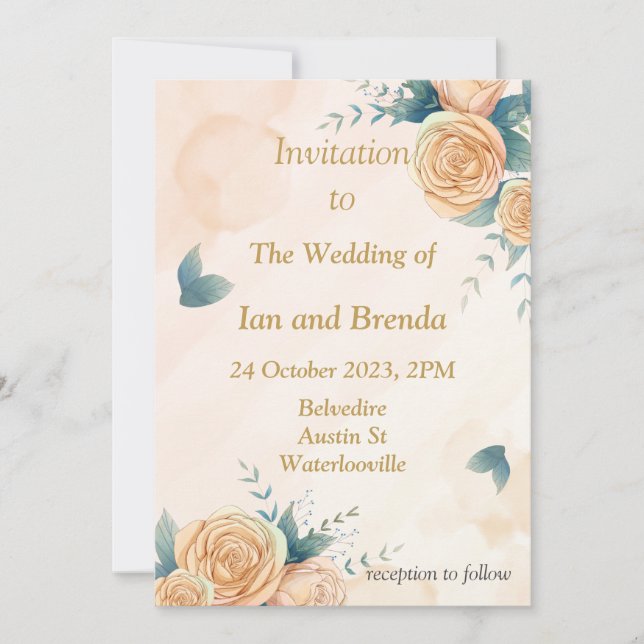 Schöne gelbe Blüten Einladung zur Hochzeit (Vorderseite)