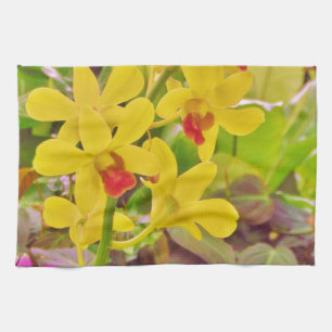 Schöne gelbe Herbstorchideen Handtuch