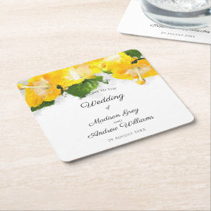 Schöne Gelbe Hibiskus Blume Art Wedding Rechteckiger Pappuntersetzer