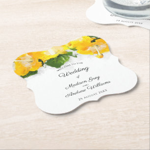 Schöne Gelbe Hibiskus Blume Art Wedding Untersetzer
