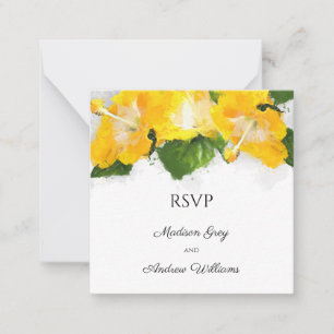 Schöne gelbe Hibiskus-Blumen-Kunst Hochzeit RSVP Mitteilungskarte