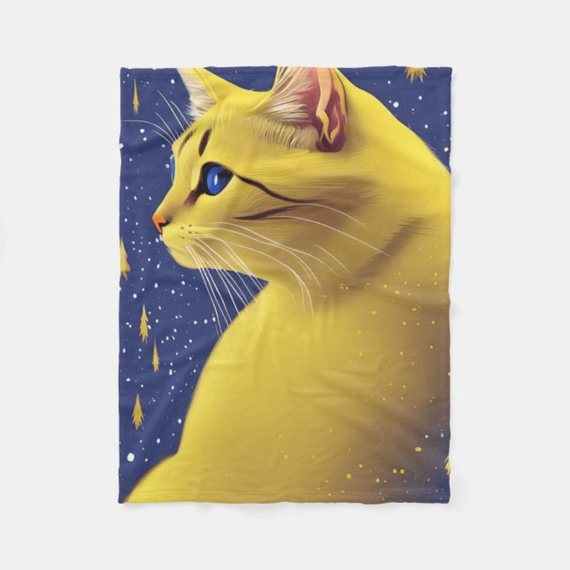 Schöne Gelbe Katze mit blauen Augen Fleecedecke (Vorderseite)