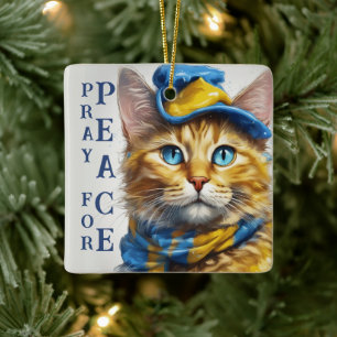Schöne Gelbe Katze mit blauen Augen - ukraine Keramikornament