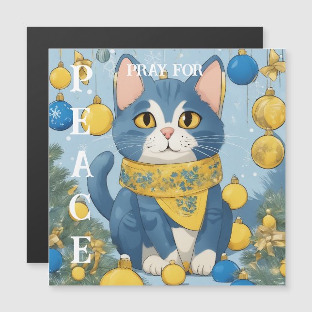 Schöne Gelbe Katze mit blauen Augen - ukraine Magnetkarte (Vorne/Hinten)