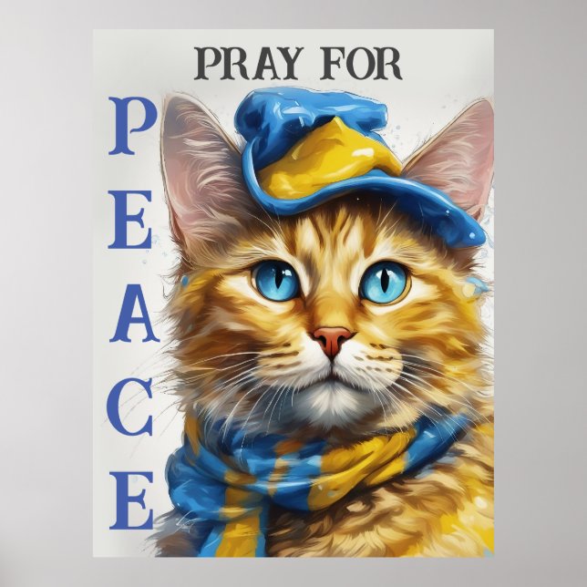 Schöne Gelbe Katze mit blauen Augen - ukraine Poster (Vorne)