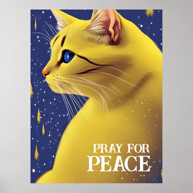 Schöne Gelbe Katze mit blauen Augen - ukraine Poster (Vorne)